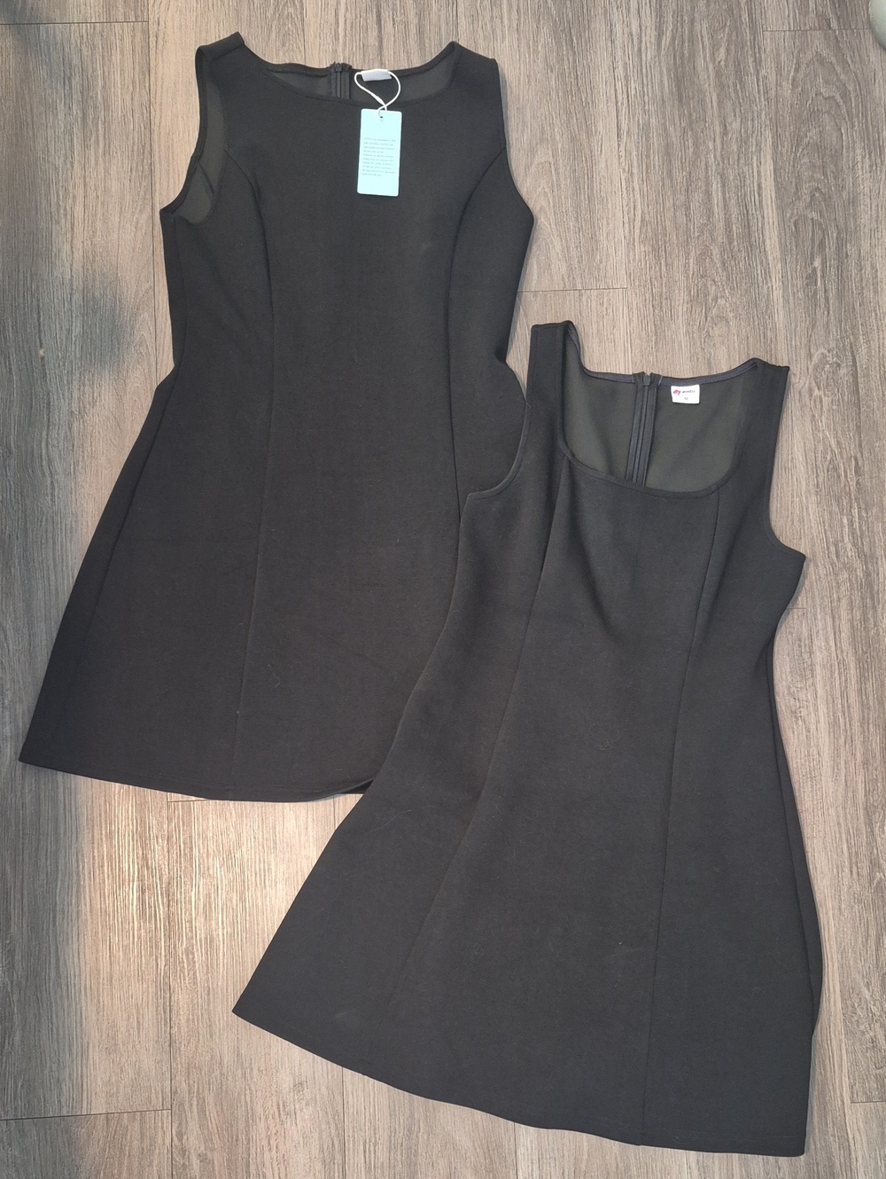 2 Pack Womens Classic Black Sleeveless A-Line Dress